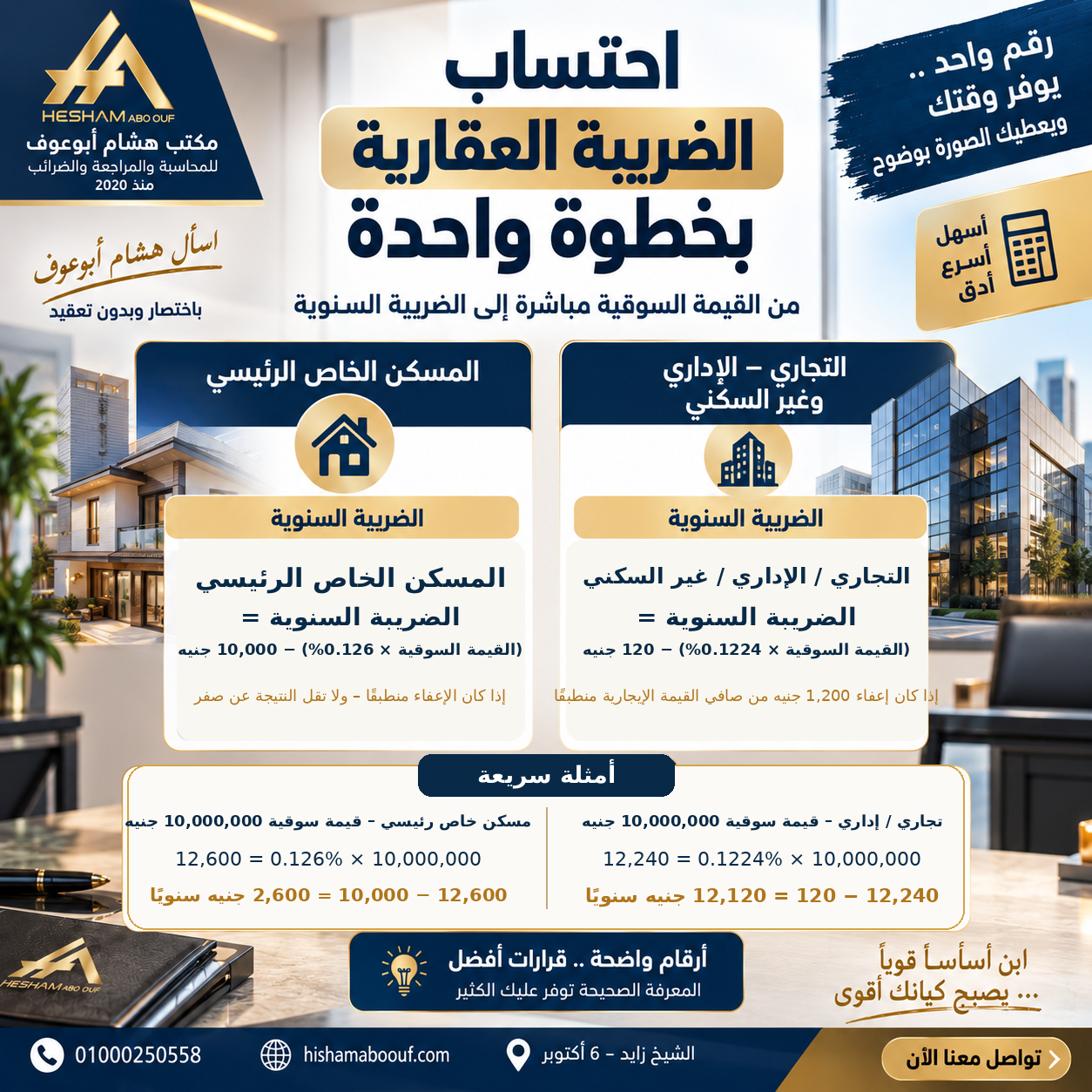 احتساب الضريبة العقارية بخطوة واحدة
