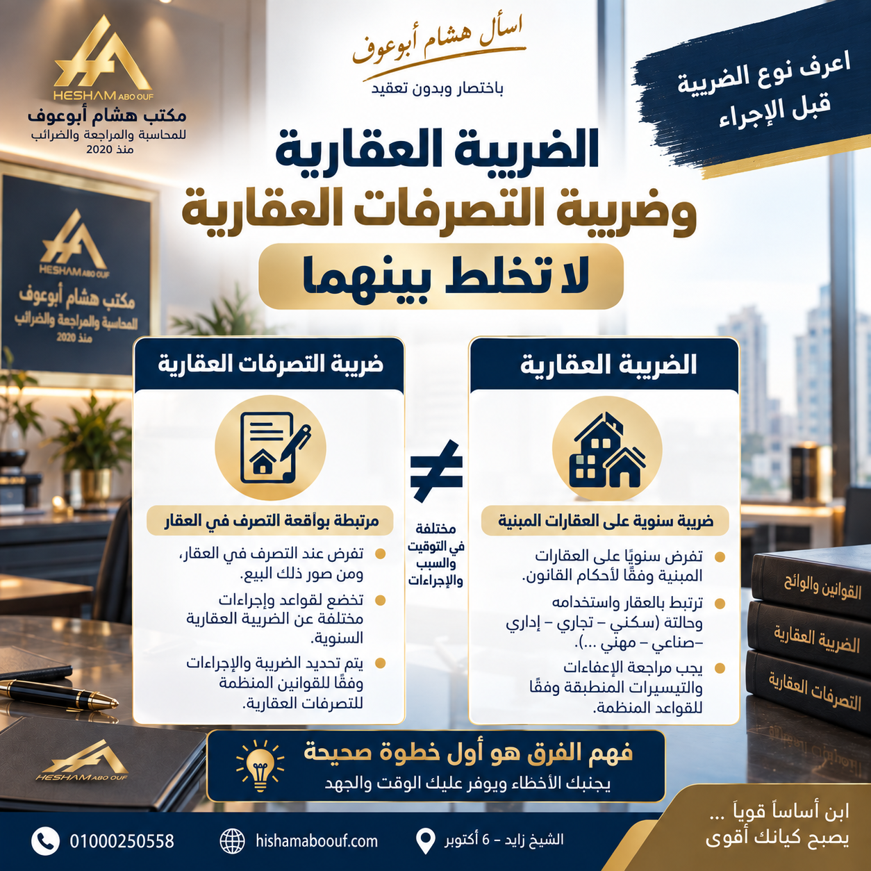 الفرق بين الضريبة العقارية وضريبة التصرفات العقارية